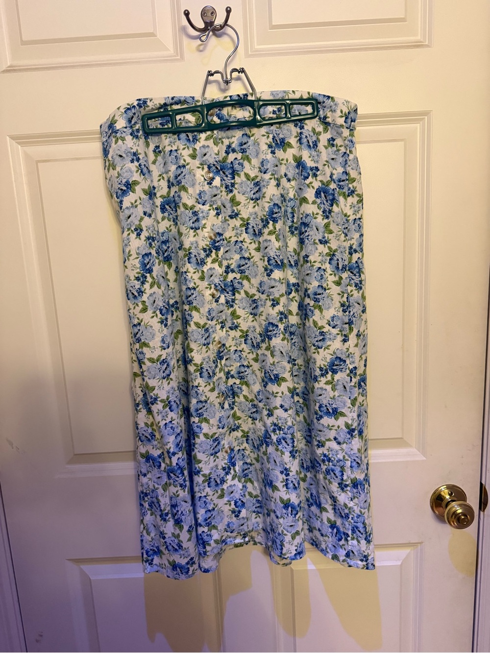 LC Lauren Conrad Blue and White Floral Midi Skirt